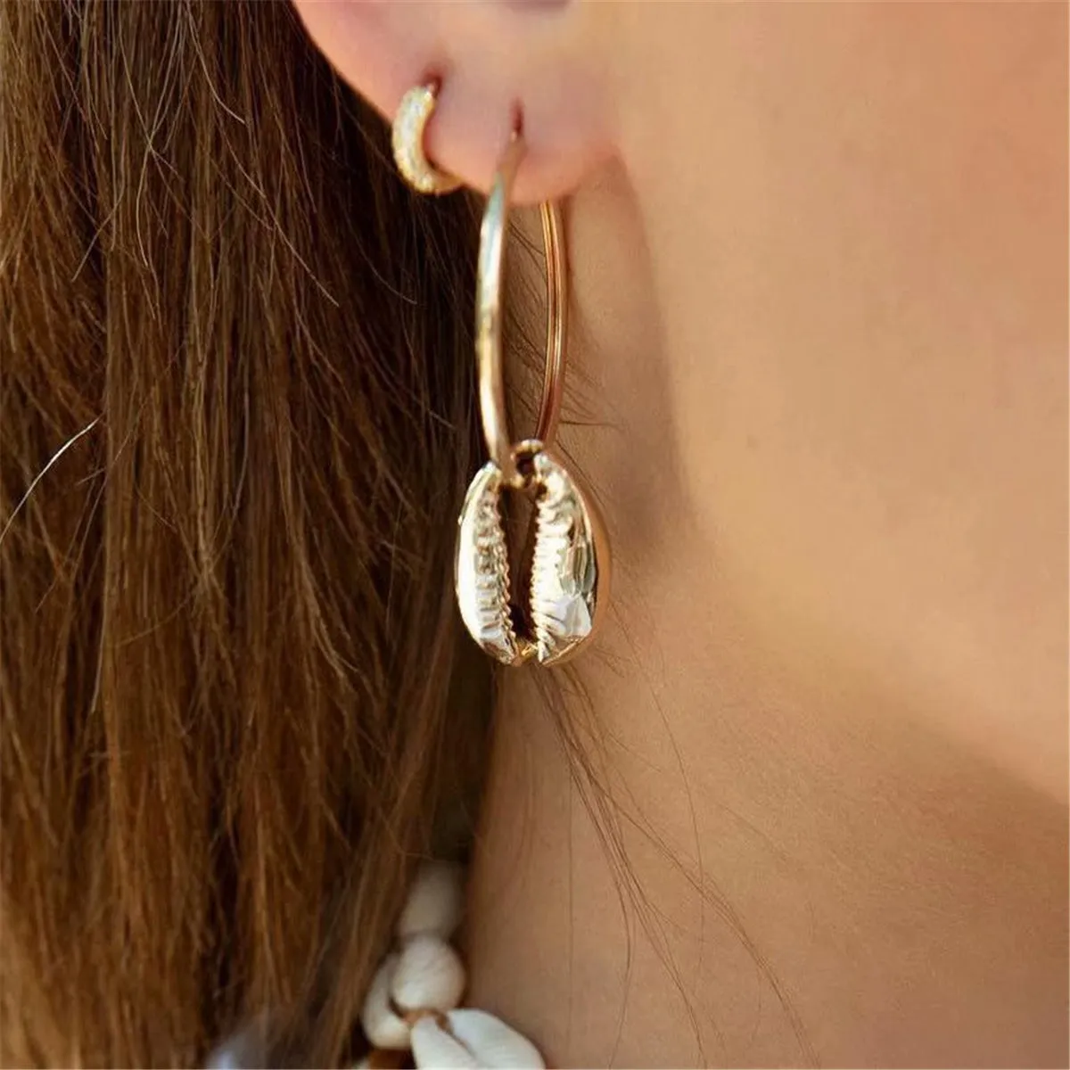 18K Gold-Plated Shell Drop Earrings